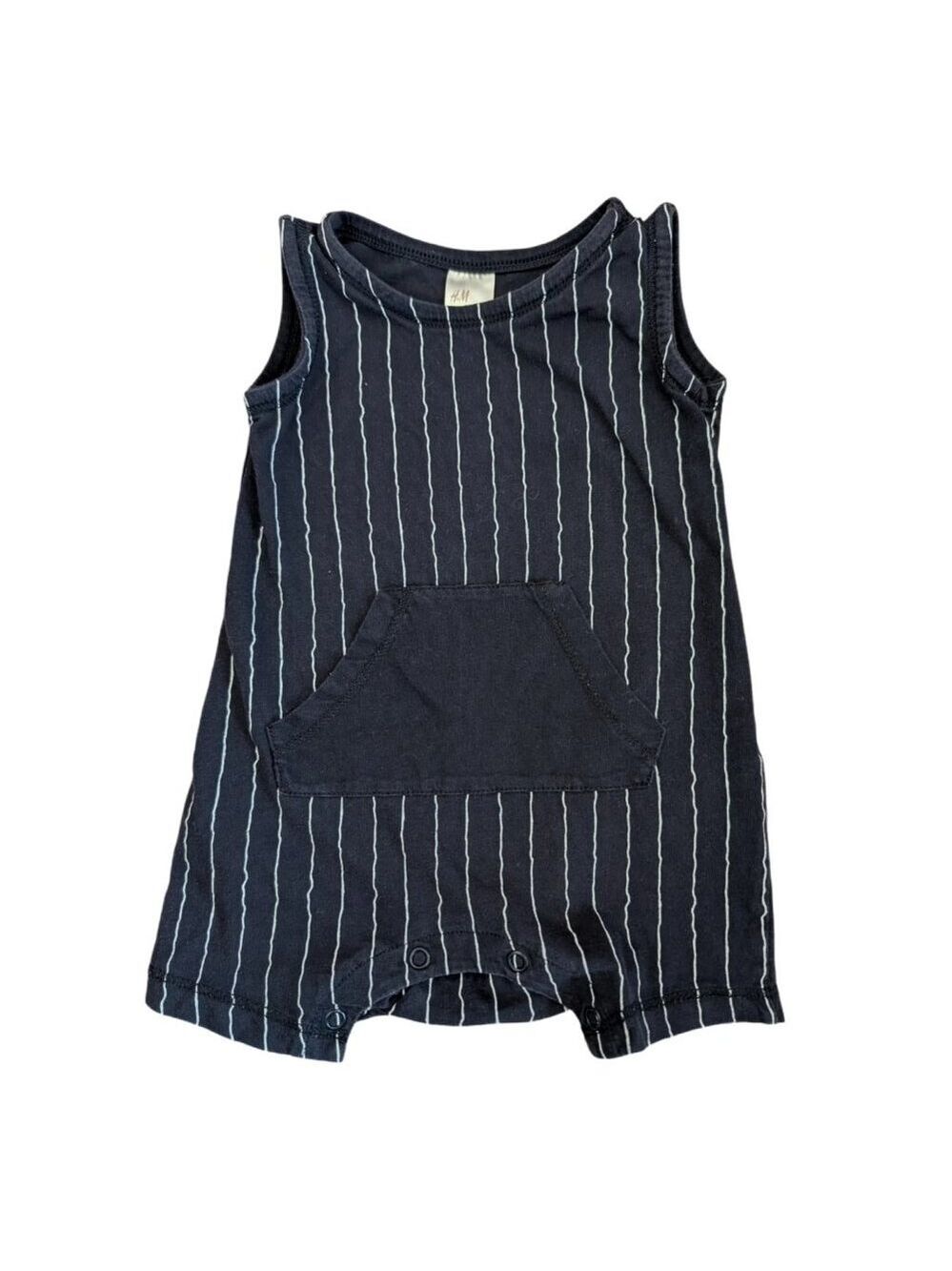 H&M‎ Navy Vertical Striped Summer Tank Romper 4-6m